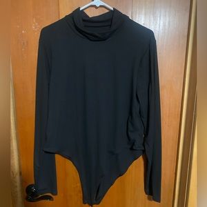 Black turtleneck bodysuit